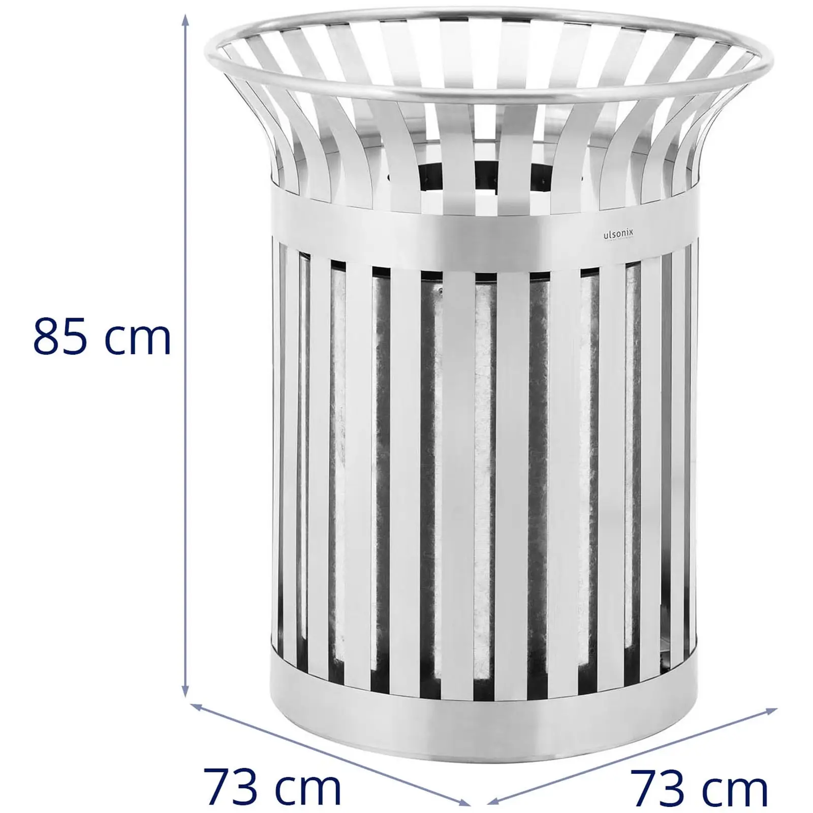 Rubbish Bin - round - wide slot - stainless steel / galvanised steel - silver