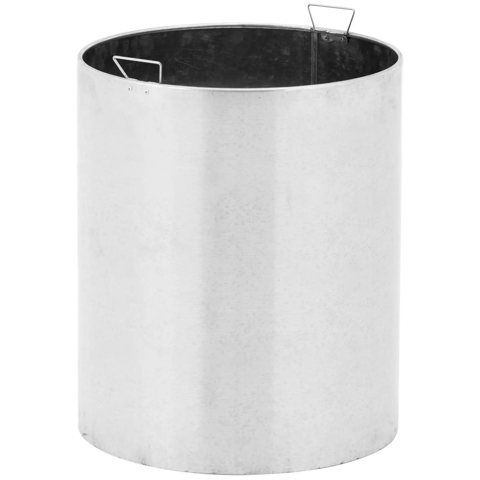 Avfallskorg - rund - med tak - rostfritt stål / galvaniserat stål - silver