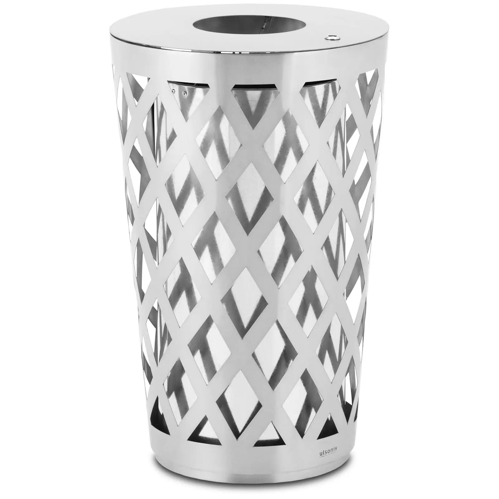 Rubbish Bin - Round - Stainless Steel / Galvanised Steel - Grey