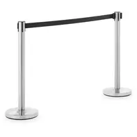 2 Barrier Posts - with strap - 200 cm - polished stainless steel