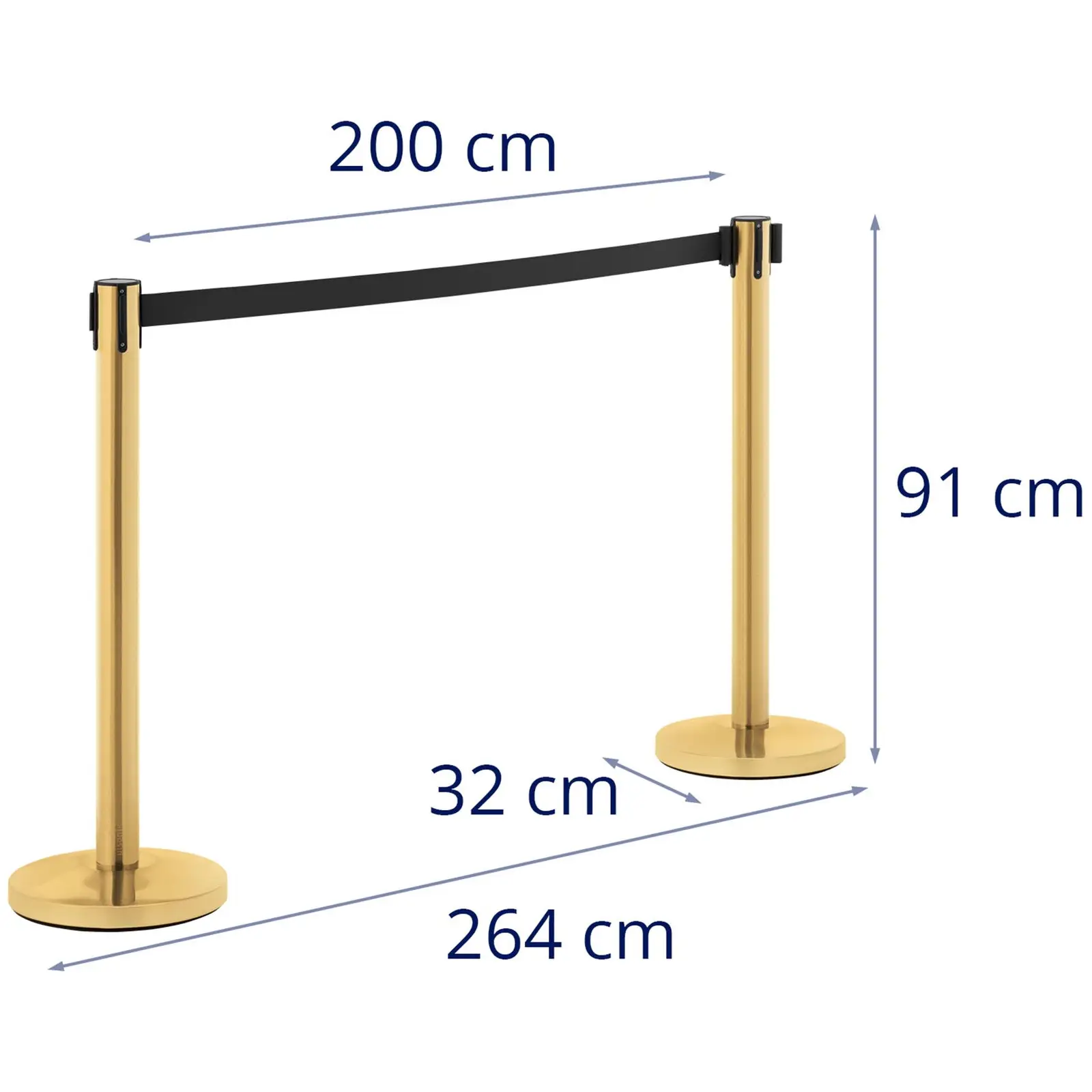 2 Barrier Stands with Strap - 200 cm - colour - gold