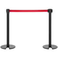 2 Barrier Stands – with strap - 200 cm - black coated - stand with notch