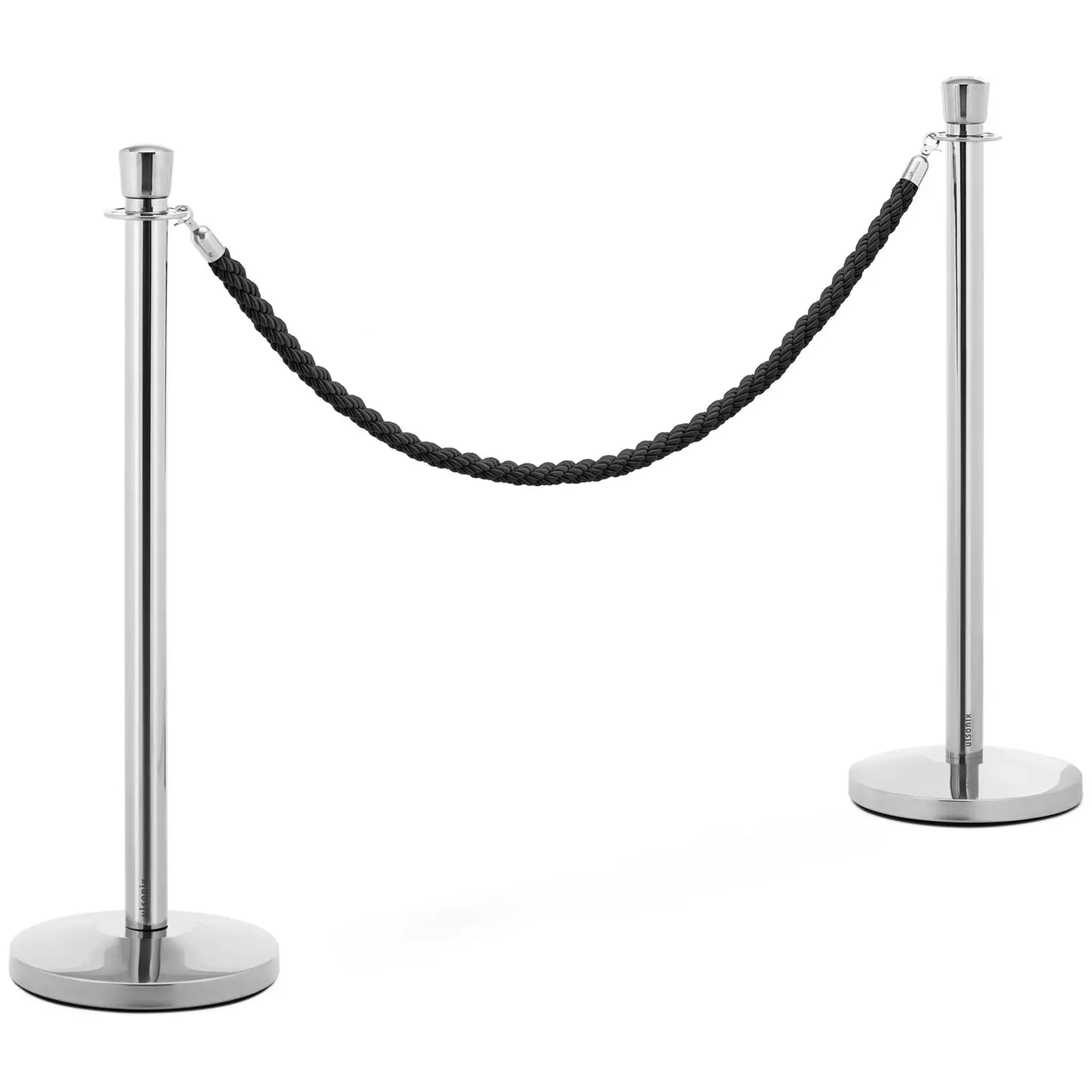 2 Barriärstolpar med barriärrep - 150 cm - polerat rostfritt stål - Produktbild