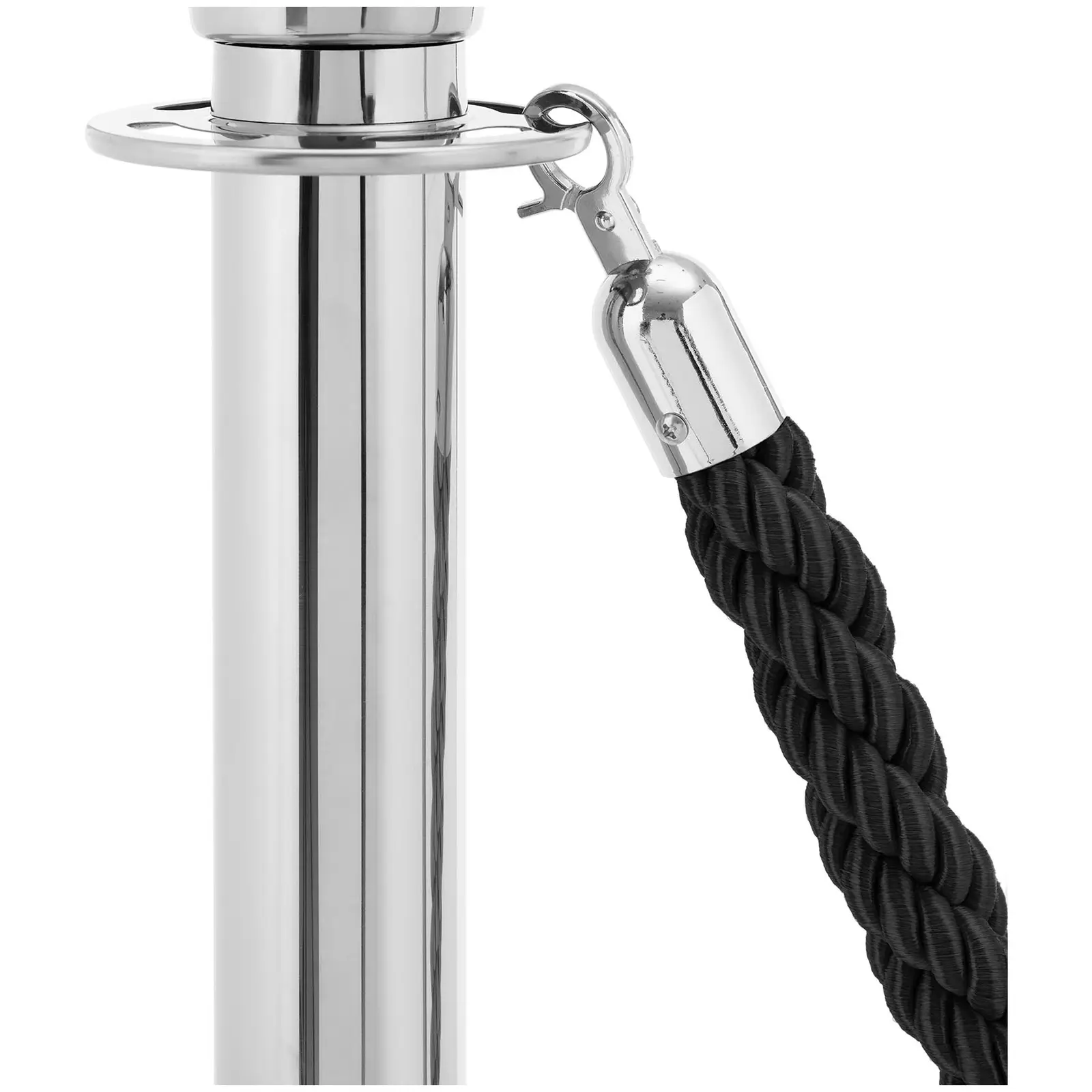 2 Barriärstolpar med barriärrep - 150 cm - polerat rostfritt stål (Höjd [cm]: 99)