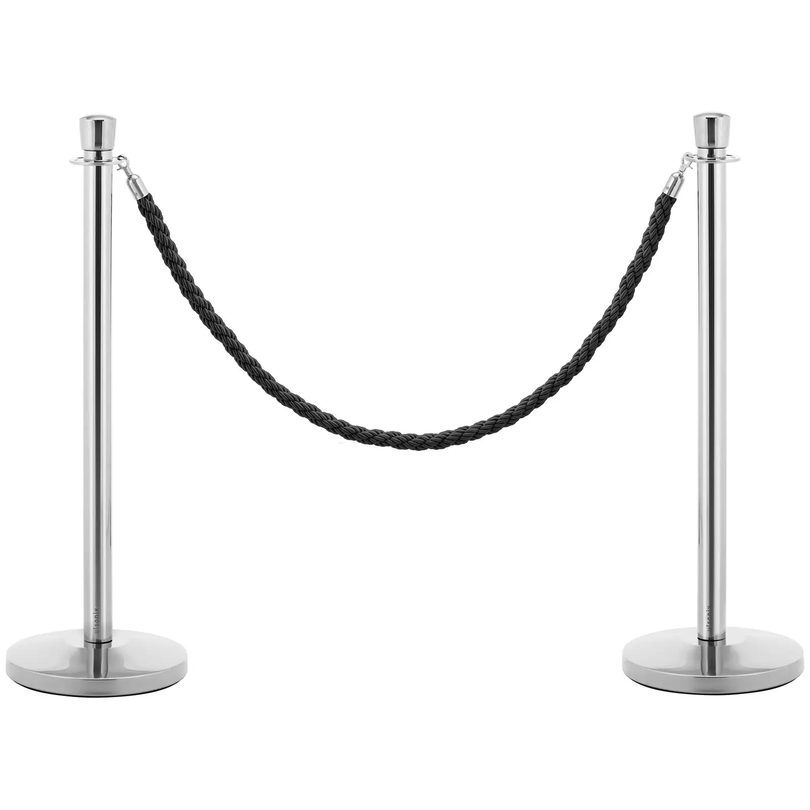 2 Barriärstolpar med barriärrep - 150 cm - polerat rostfritt stål (Material: Rostfritt stål)