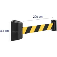 Taśma ostrzegawcza z kasetą z tworzywa sztucznego - żółto-czarna - 2 m