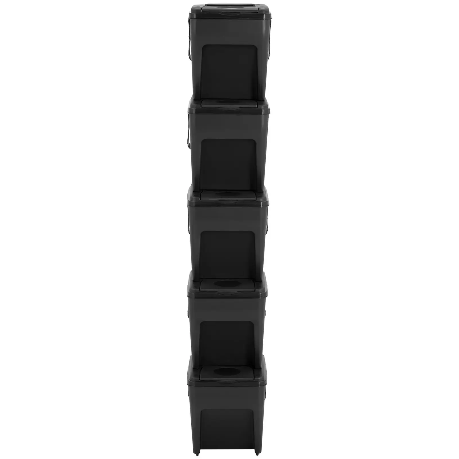 Cubo de basura para reciclaje - 5 x 25 L - apilable (Color: Negro)