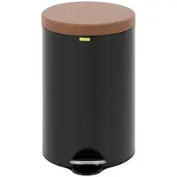 Pedal Bin - with imitation wooden lid - 12 l - black - coated steel