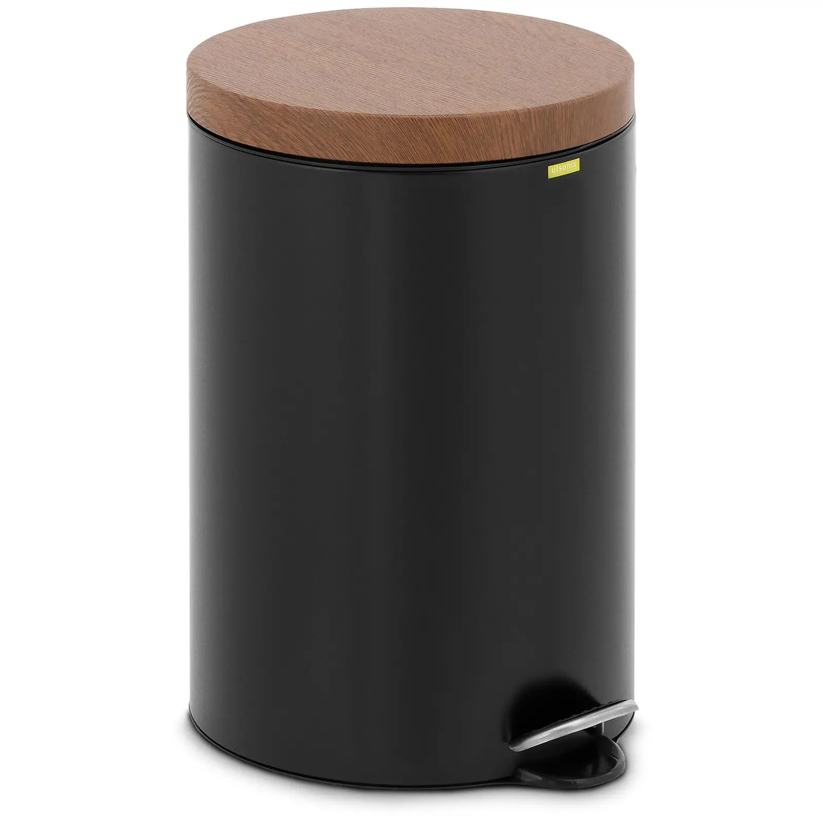 Nášlapný odpadkový koš s víkem ve vzhledu dřeva - 20 l - černý - lakovaná ocel