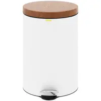 Pedal Bin - with imitation wooden lid - 20 l - white - coated steel