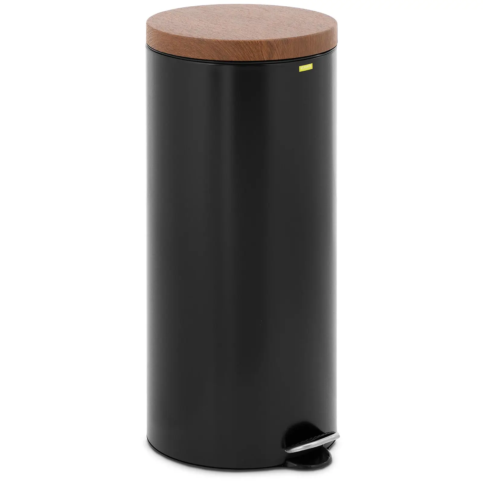 Pedal Bin - with wood effect lid - 30 l - black - coated steel