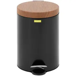 Pedal Bin - with imitation wooden lid - 3 l - black - coated steel