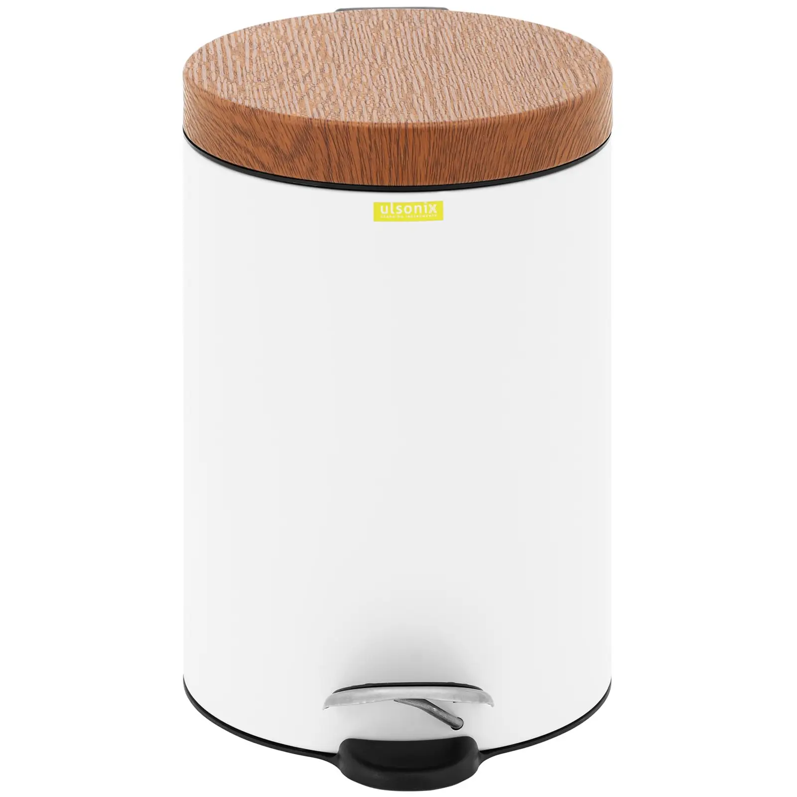 Pedal Bin - with imitation wooden lid - 3 l - white - coated steel