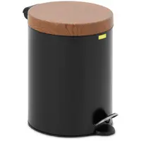 Pedal Bin - with imitation wooden lid - 5 l - black - coated steel