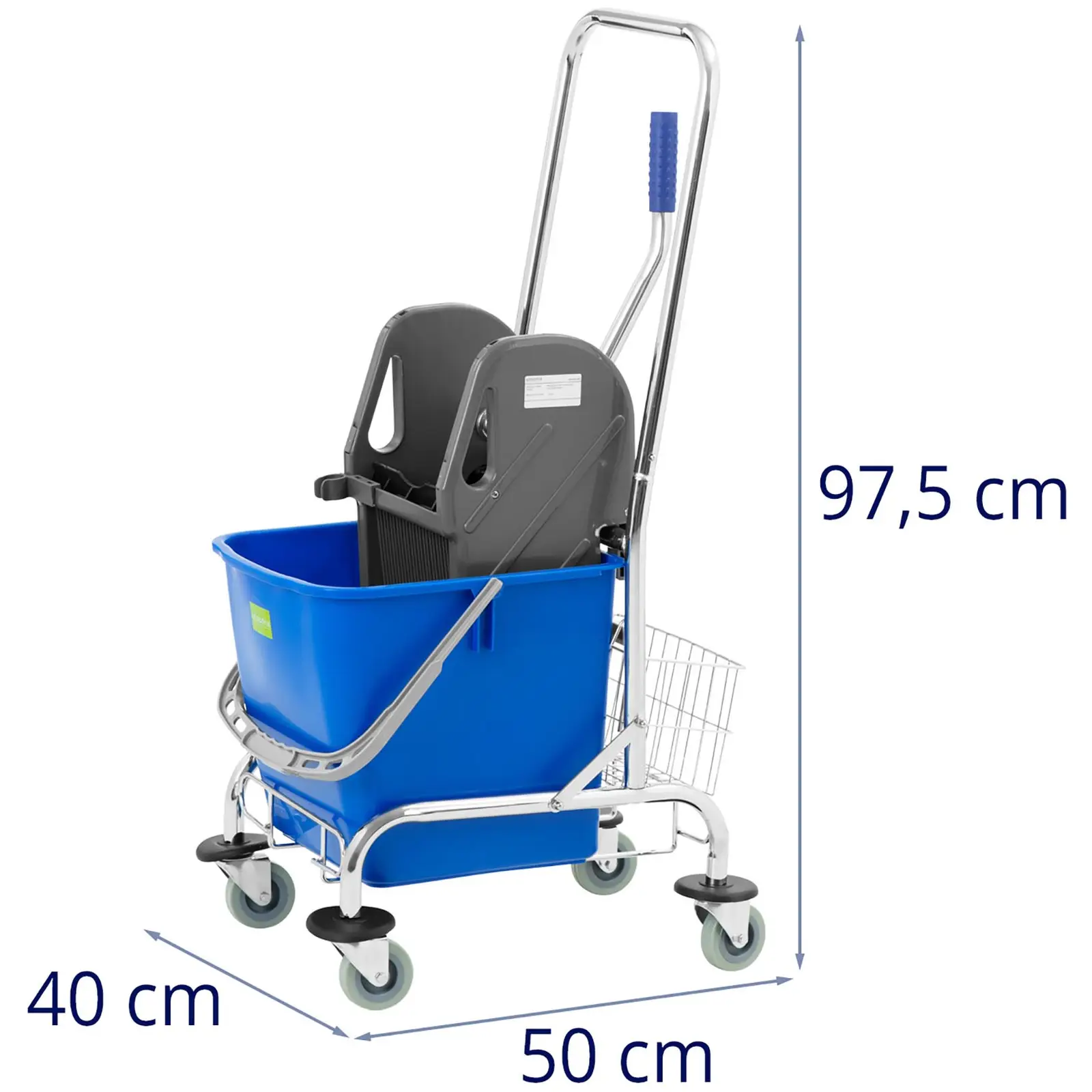 Čistící vozík s lisem - 30 L (Barva: Modrá)