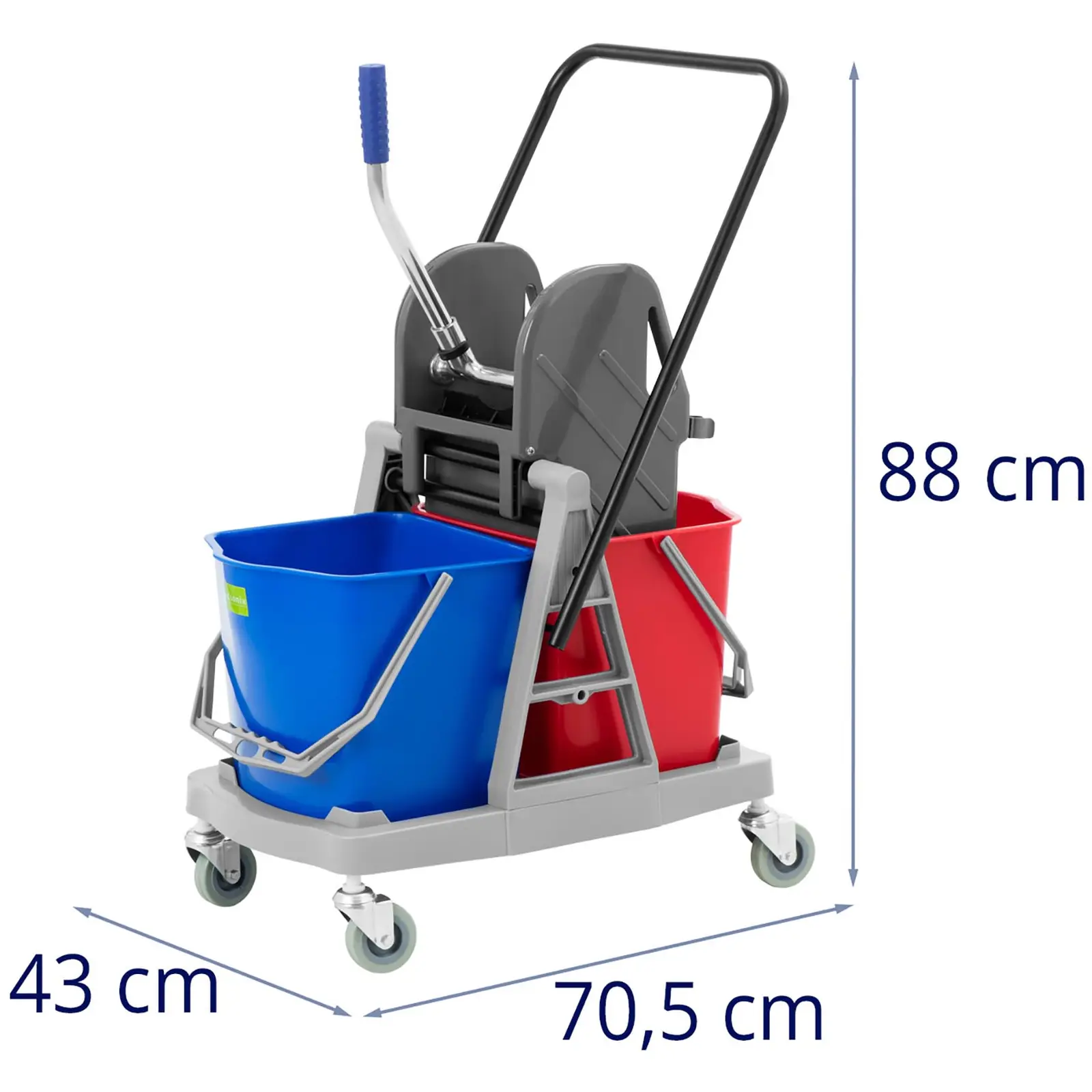 Rengjøringsvogn - med presse - 2 bøtter - 2 x 17 L