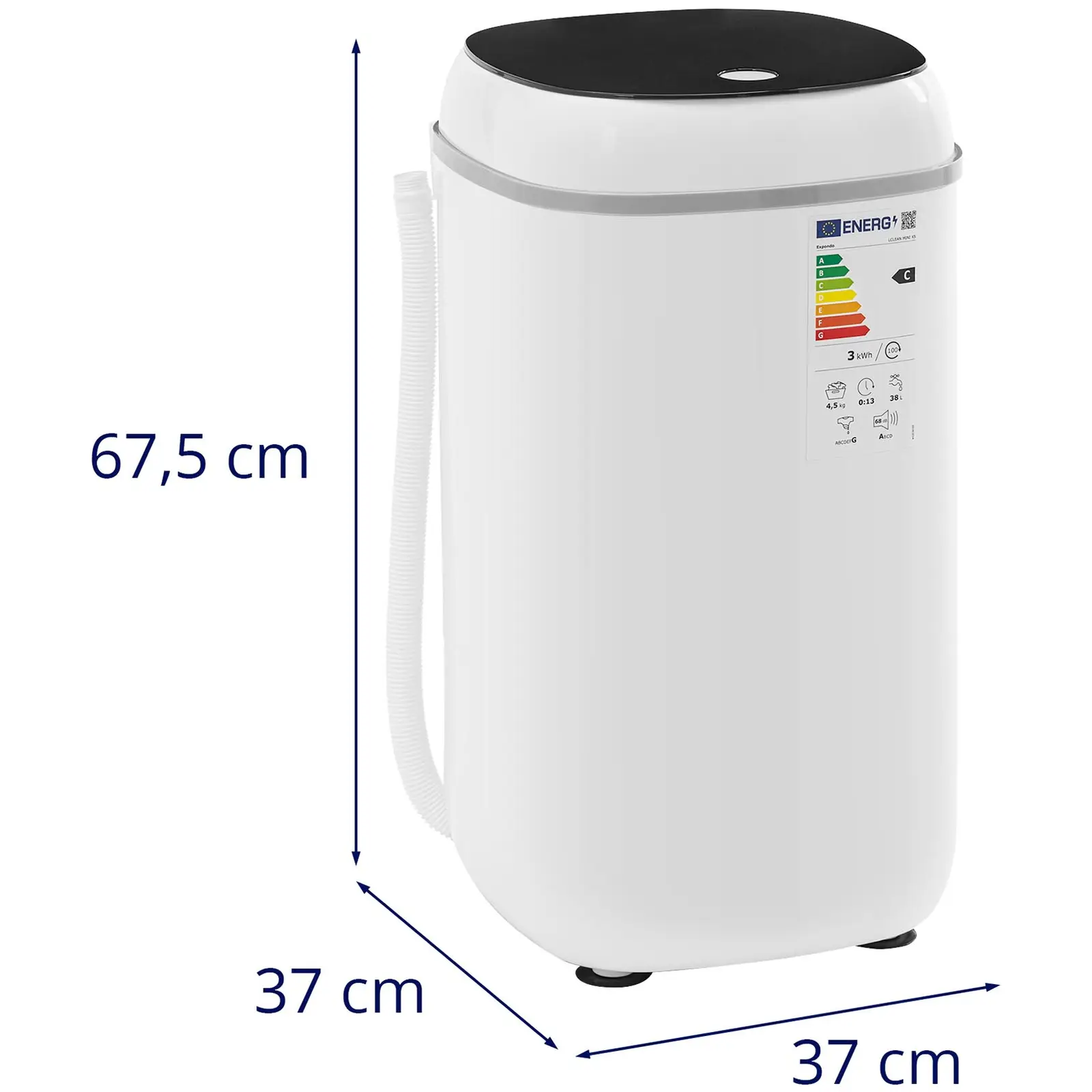 Mini pralka - półautomatyczna - z oddzielnym wirowaniem - 4.5 kg - 260 W