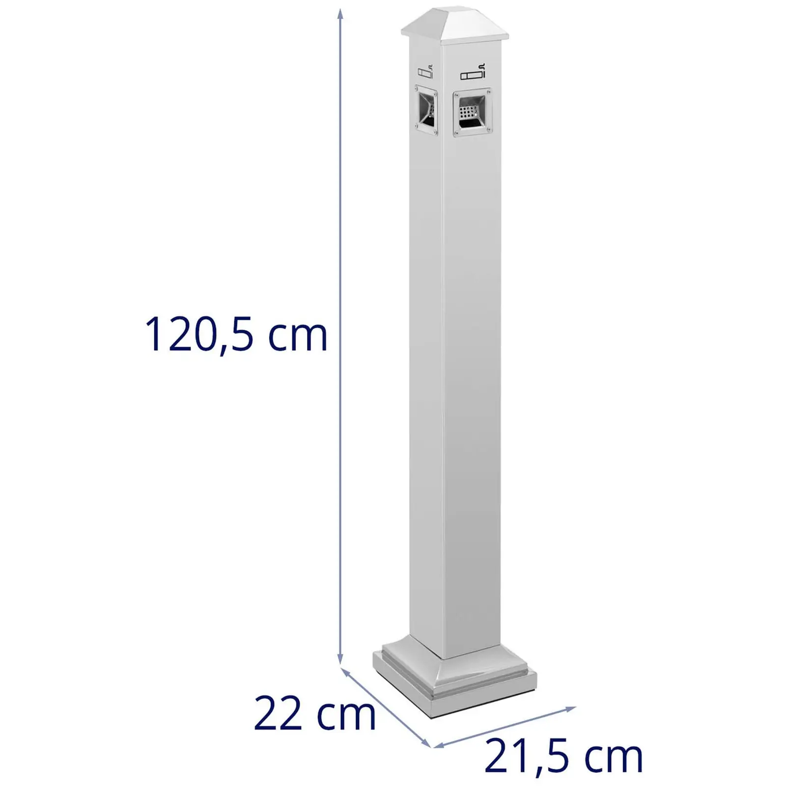 Standaschenbecher - für draußen & drinnen - abschließbar - 22 x 21.5 x 120.5 cm