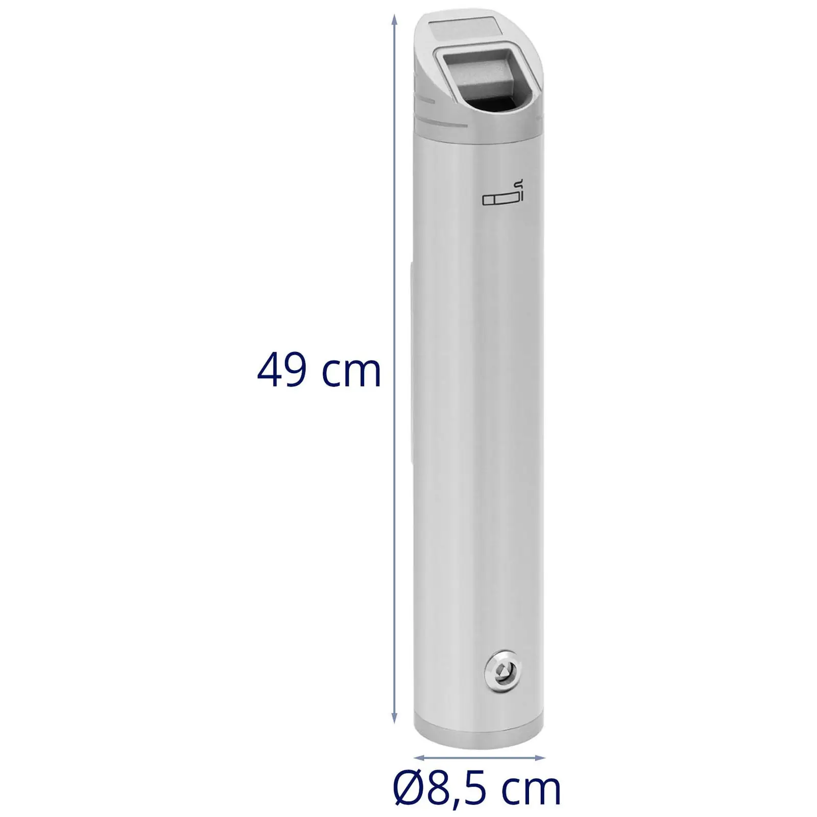 Nástenný popolník – do exteriéru aj interiéru – uzamykateľný – 11 x 8.5 x 49 cm