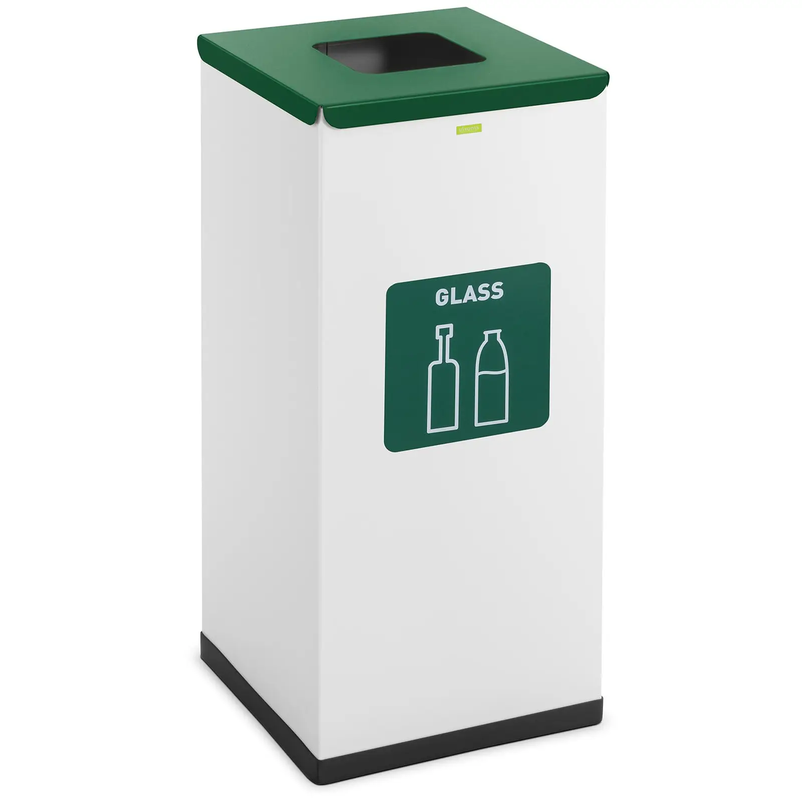 Abfalleimer - 60 L - weiß - Glas-Label