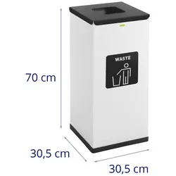 Кош за рециклиране - 60 л - бял - етикет за остатъчни отпадъци