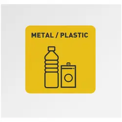 Källsorteringskärl - 60 L - Vit - Med etikett för metall och plast