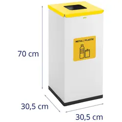 Afvalbak - 60 L - wit - label recyclebaar materiaal