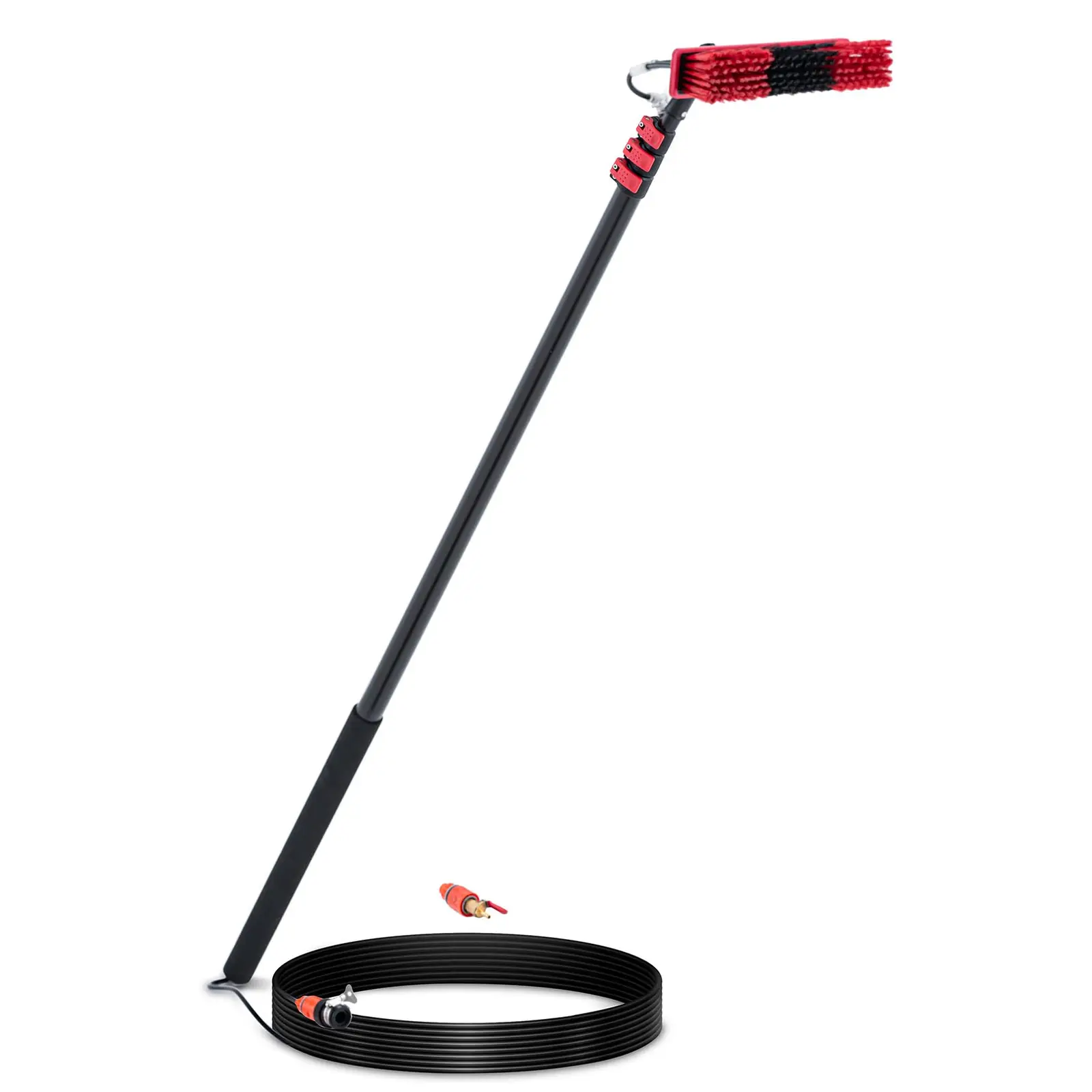 Teleskopický mycí kartáč - s přípojkou na vodu - pro solární panely a okna - 1672 - 5486 mm