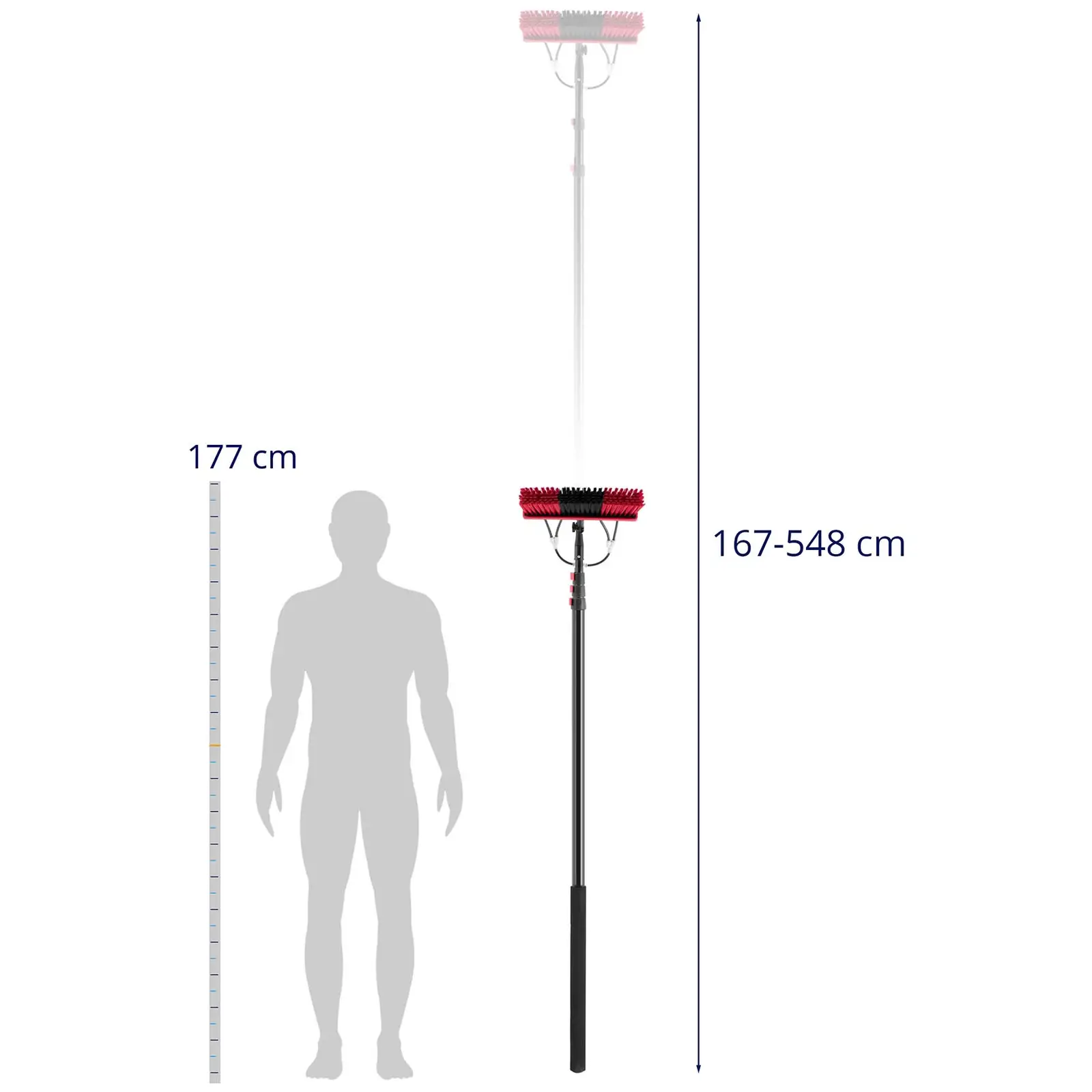 Teleskopický mycí kartáč - s přípojkou na vodu - pro solární panely a okna - 1672 - 5486 mm (Délka hadice: 2000 cm)