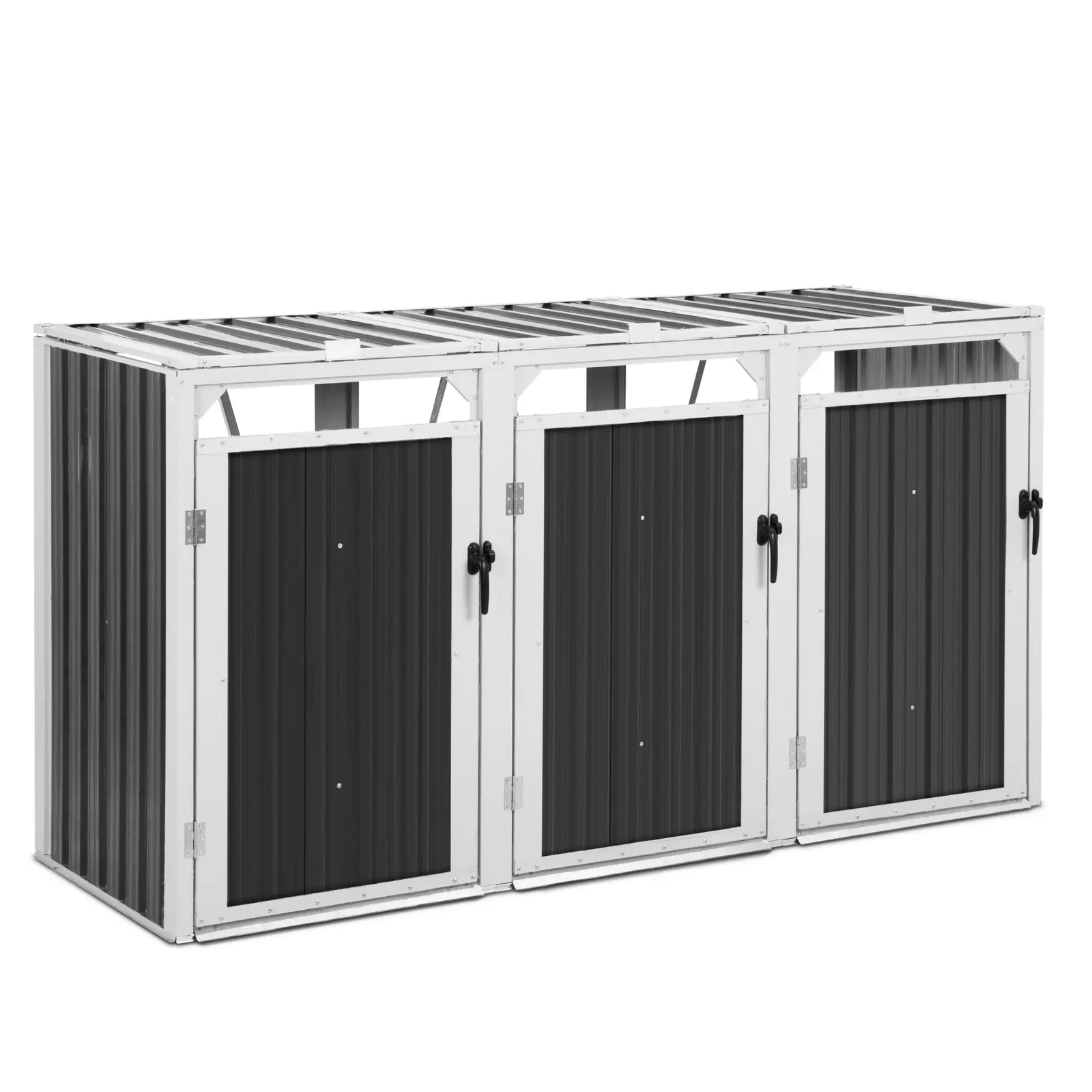 Spremnik za kante na kotačićima - 3 x 240 l - sivi