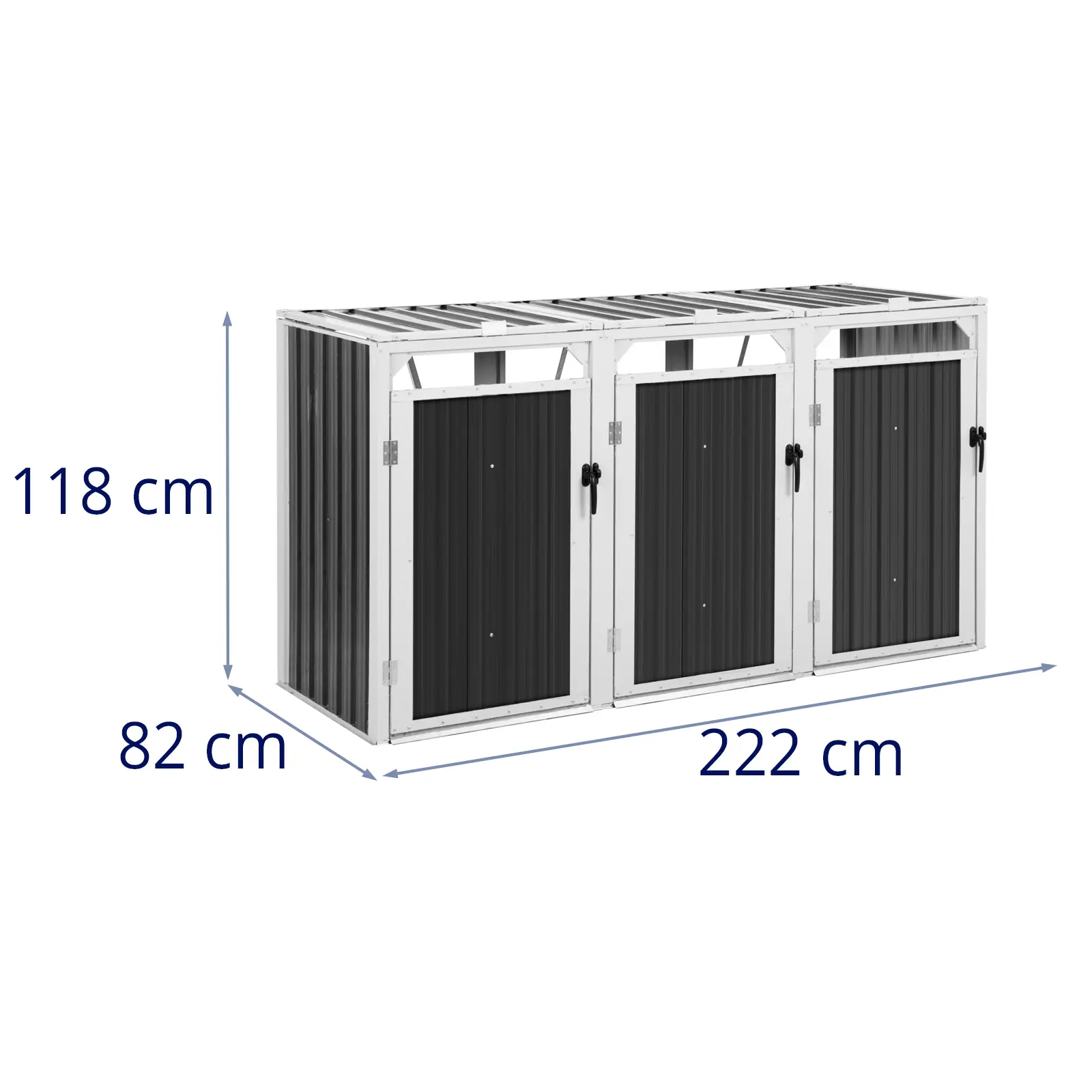 Wheelie Bin Storage - 3 x 240 l - pilka