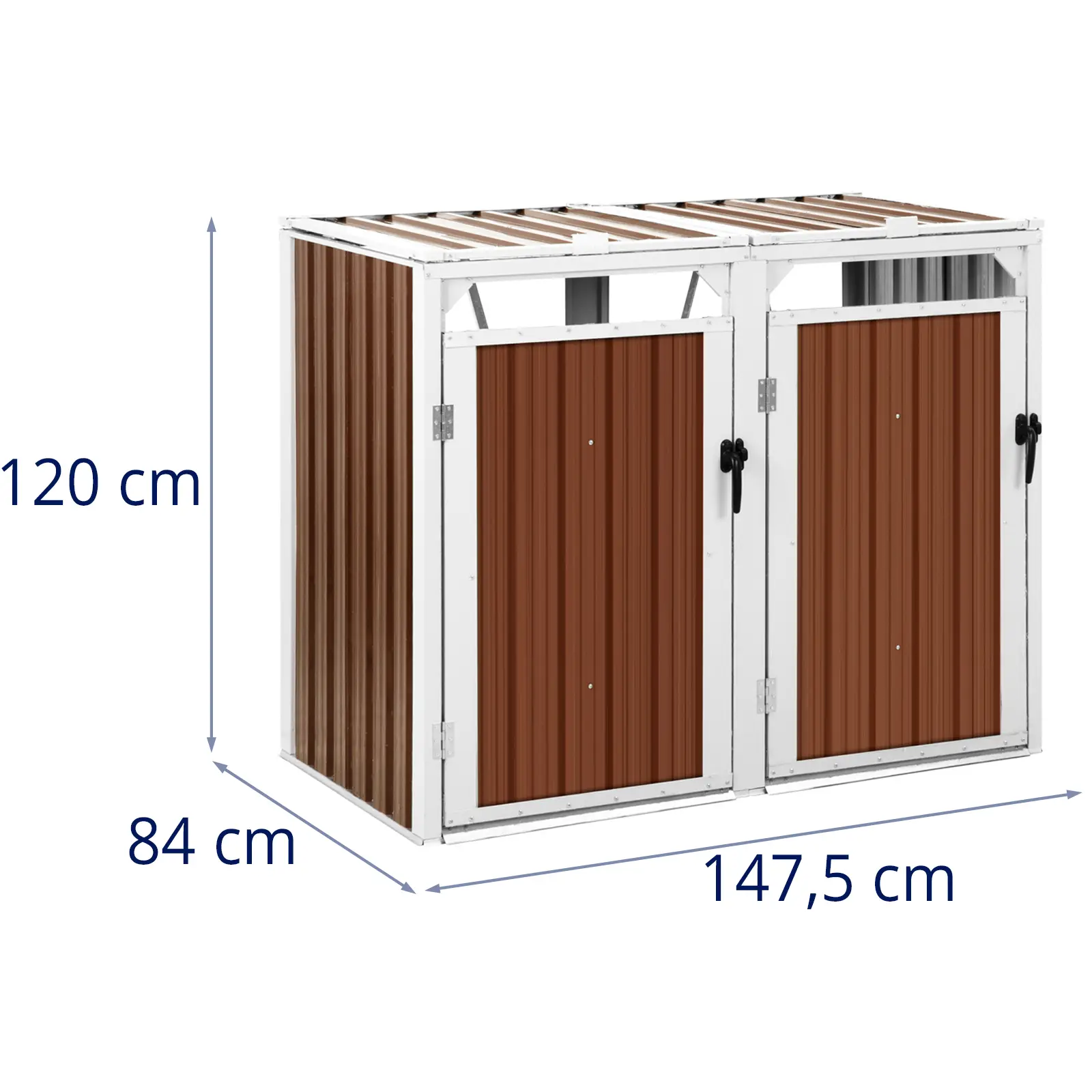 Skraldespandsskjuler 2 spande - 2 x 240 l - brun (Materiale: galvaniseret stål)