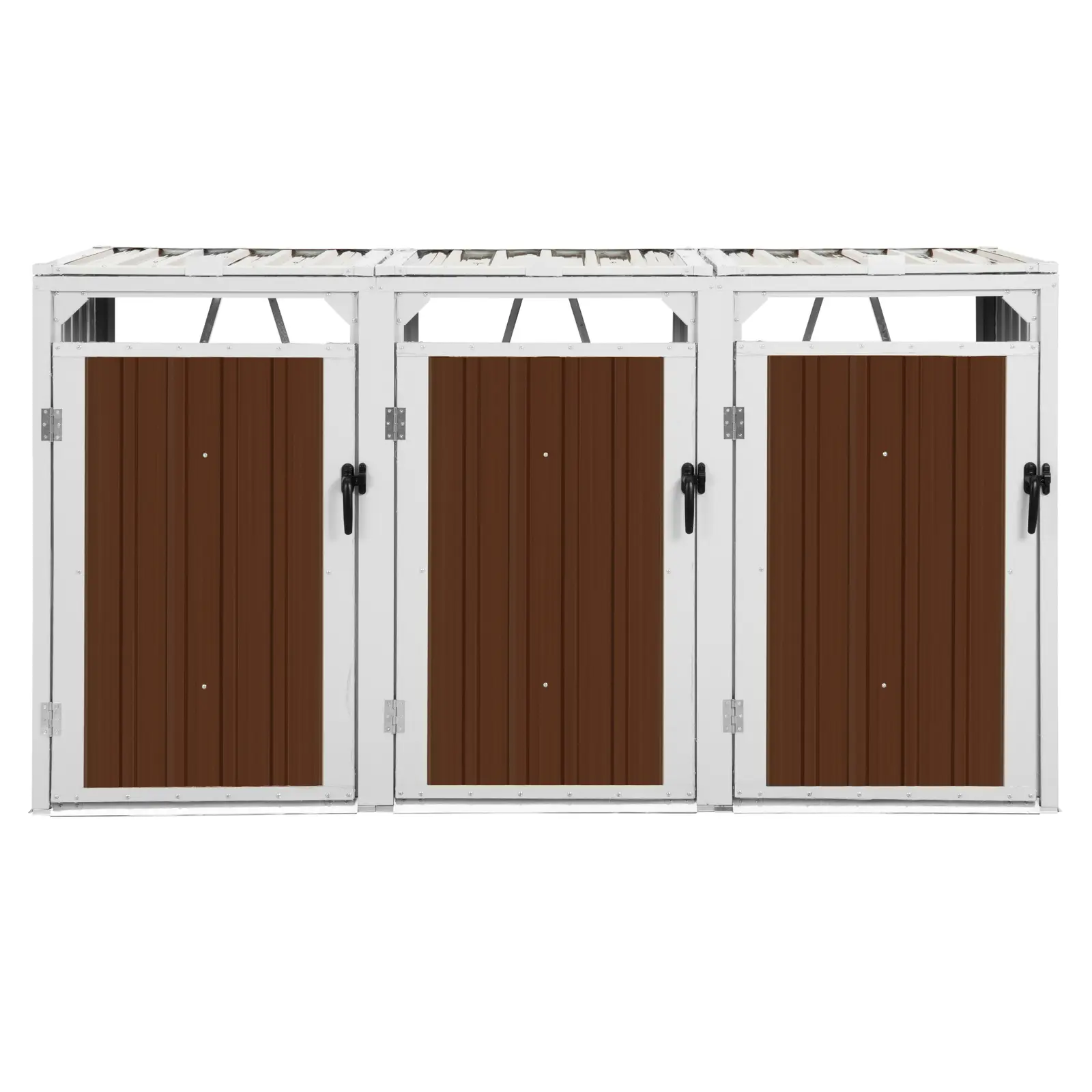 Box na popelnice - 3 x 240 l - hnědá (Počet přihrádek: 3)