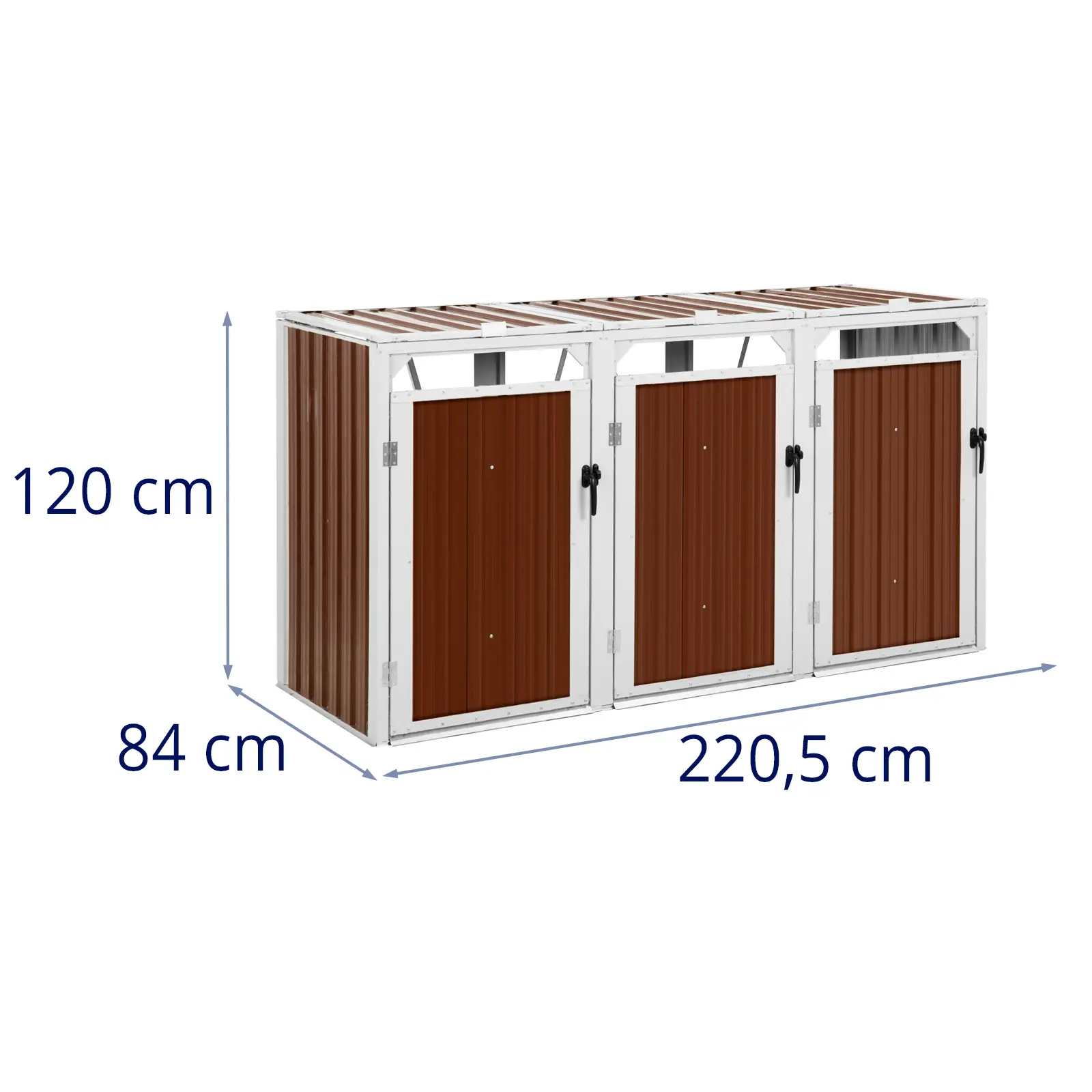 Box na popelnice - 3 x 240 l - hnědá (Materiál: Pozinkovaná ocel)