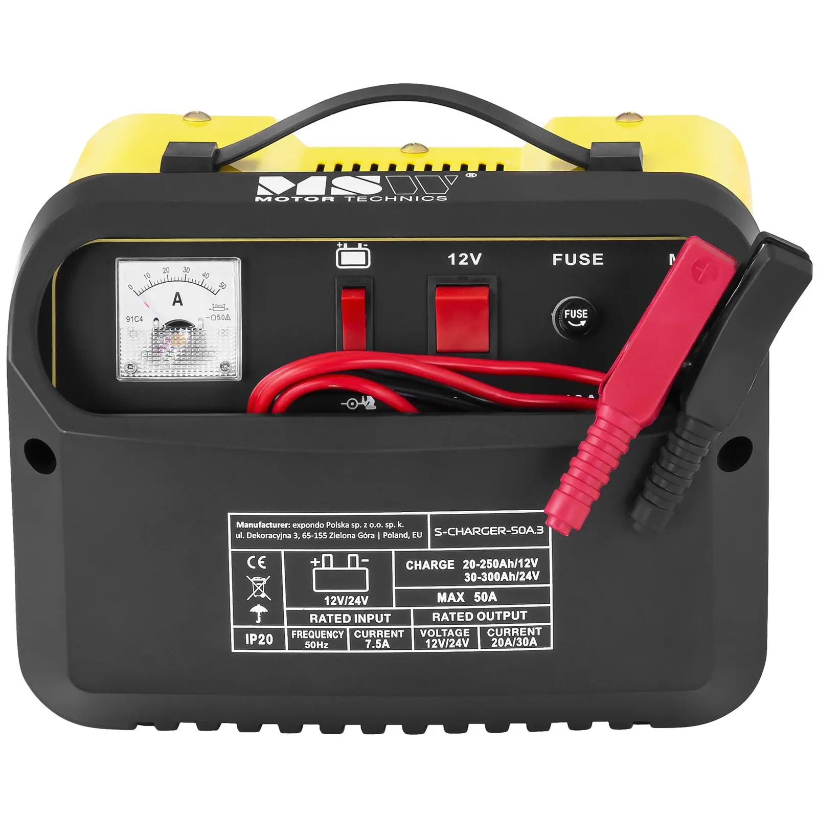 Prostownik - rozrusznik awaryjny - 12/24 V - 20/30 A - pochylony panel sterowniczy