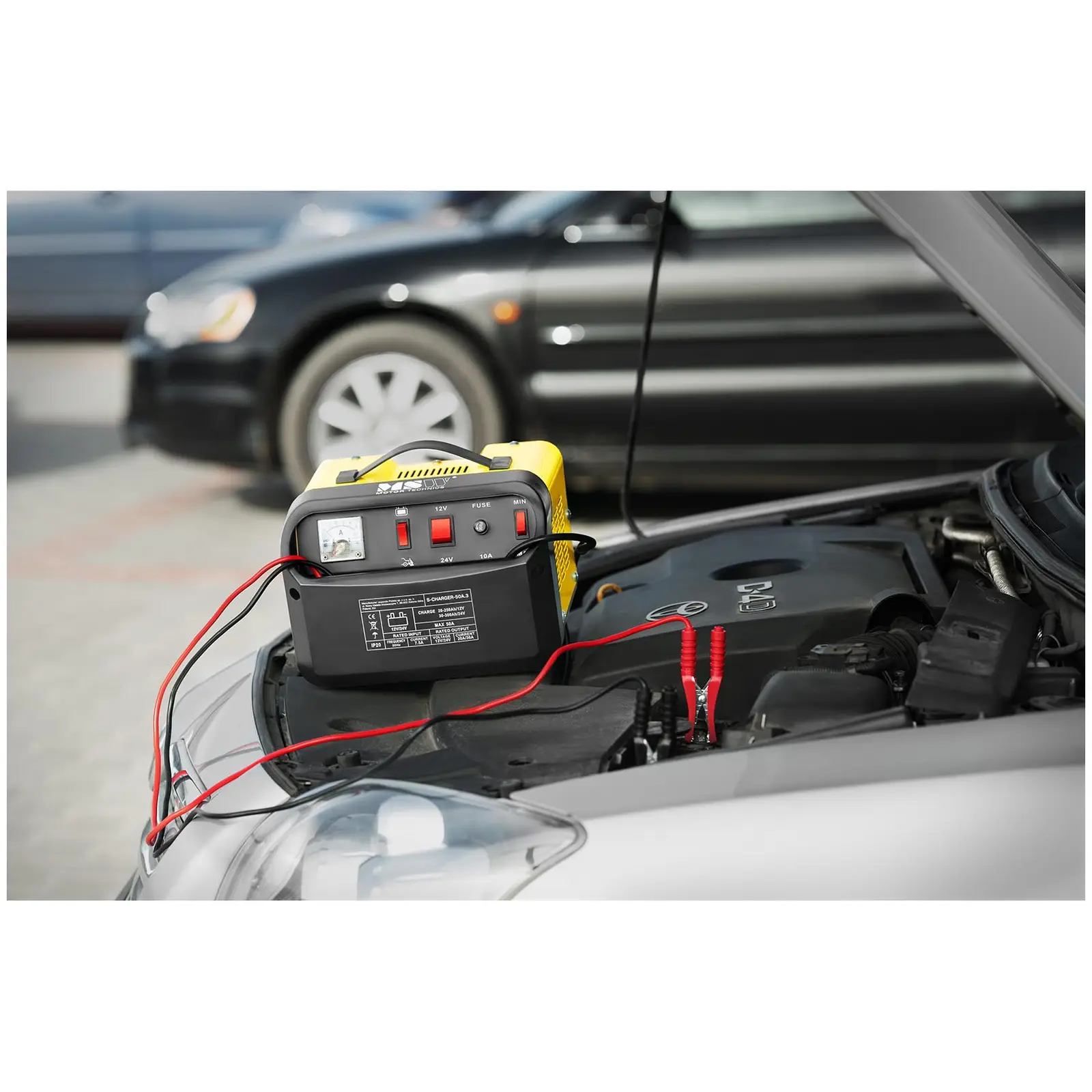 Brugt Batterilader - Starthjælp - 12/24 V - 20/30 A - kontrolpanel med hældning (Længde startkabel -: 1.5 m)