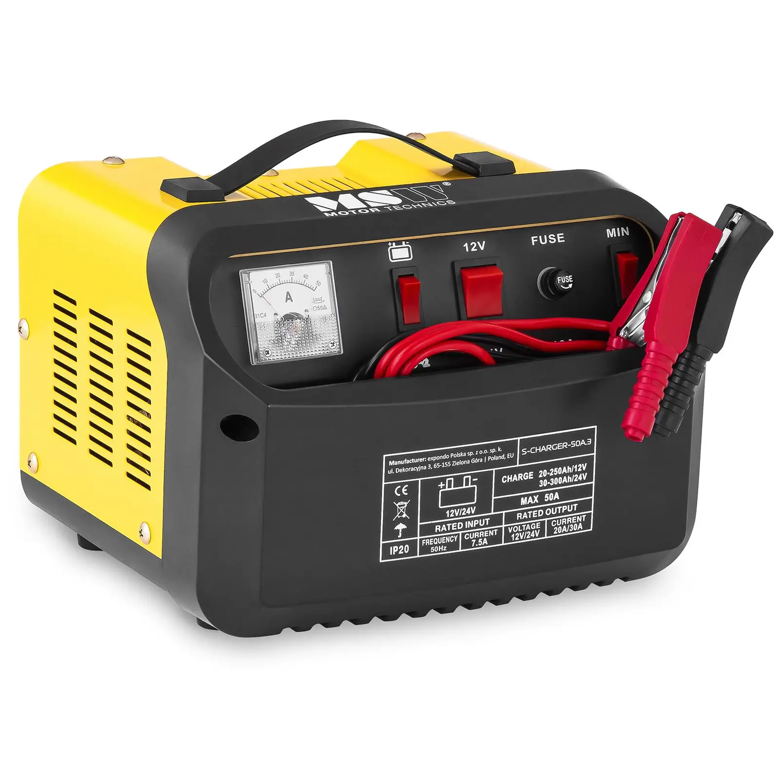 Brugt Batterilader - Starthjælp - 12/24 V - 20/30 A - kontrolpanel med hældning (Batteritype: Blysyre)