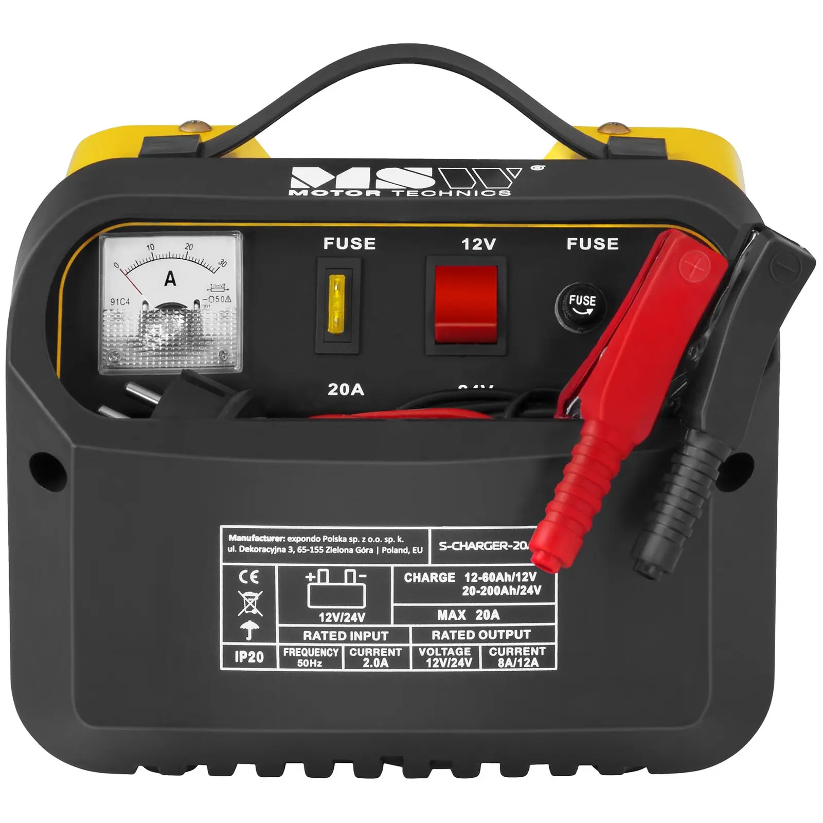 Autobatterie-Ladegerät - 12/24 V - 8/12 A - schräges Bedienfeld