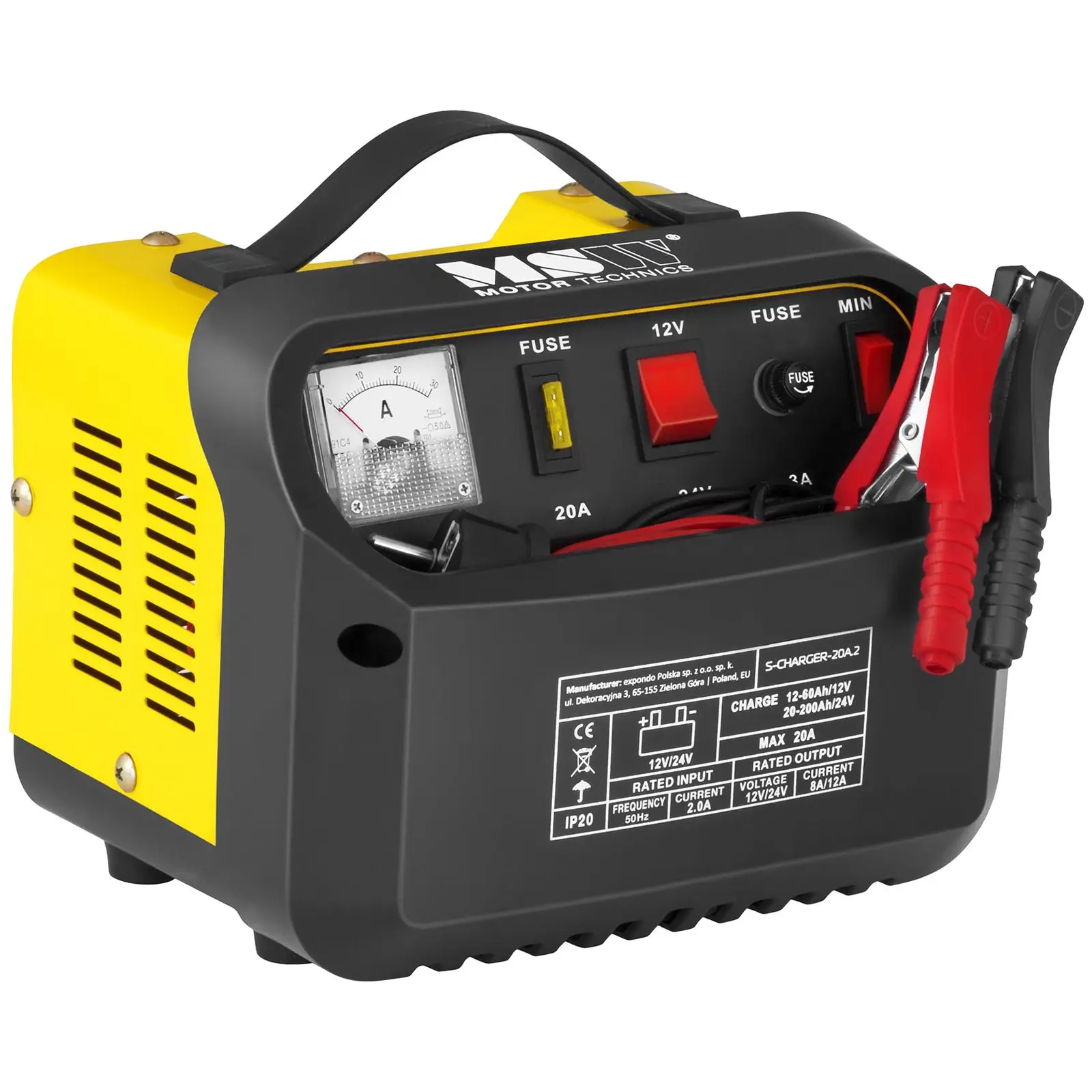 Nabíječka autobaterií - 12/24 V - 8/12 A - šikmý ovládací panel (Barva: Šedá)