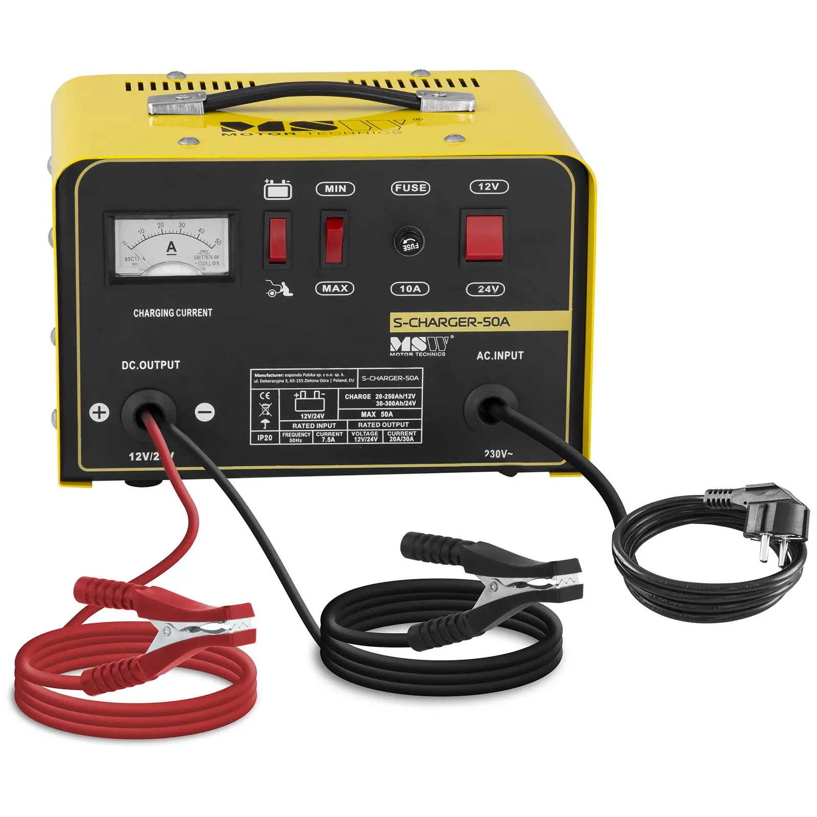 Heavy Duty Battery Charger - Jump Starter - 12/24 V - 20/30 A