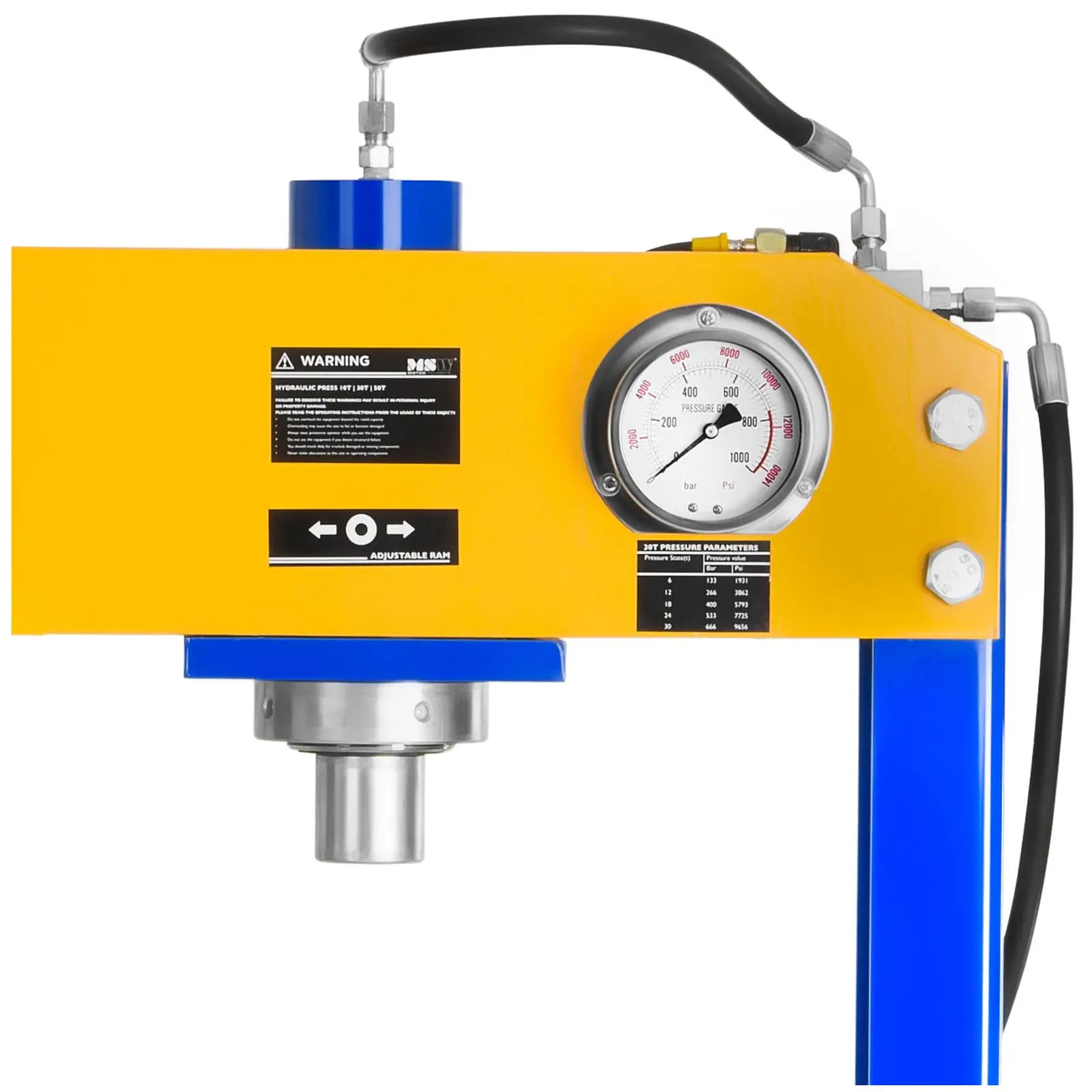 Dílenský lis hydropneumatický- 10 tun lisovací tlak (Zdvih pístu: 160 mm)