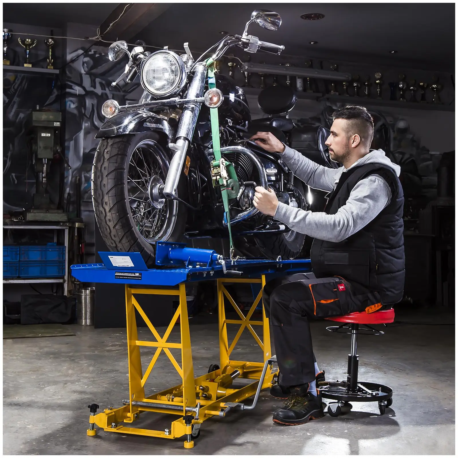 Motorradhebebühne mit Rampe - 450 kg - 220 x 68 cm (Gewicht: 131.5 kg)