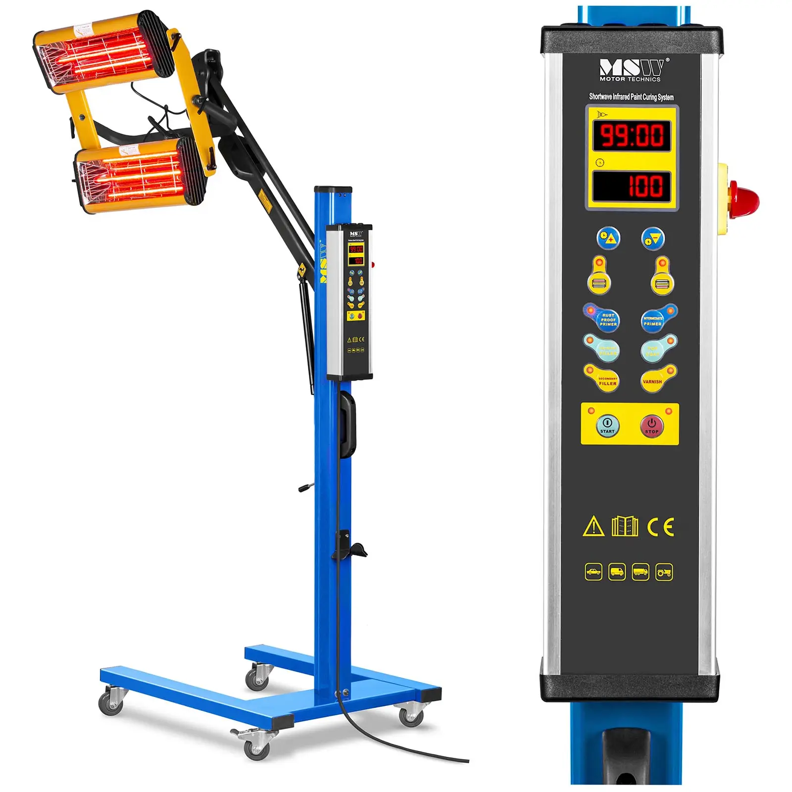 Infrarot-Lacktrockner - 2.200 W - 2 Strahler - digitales Display