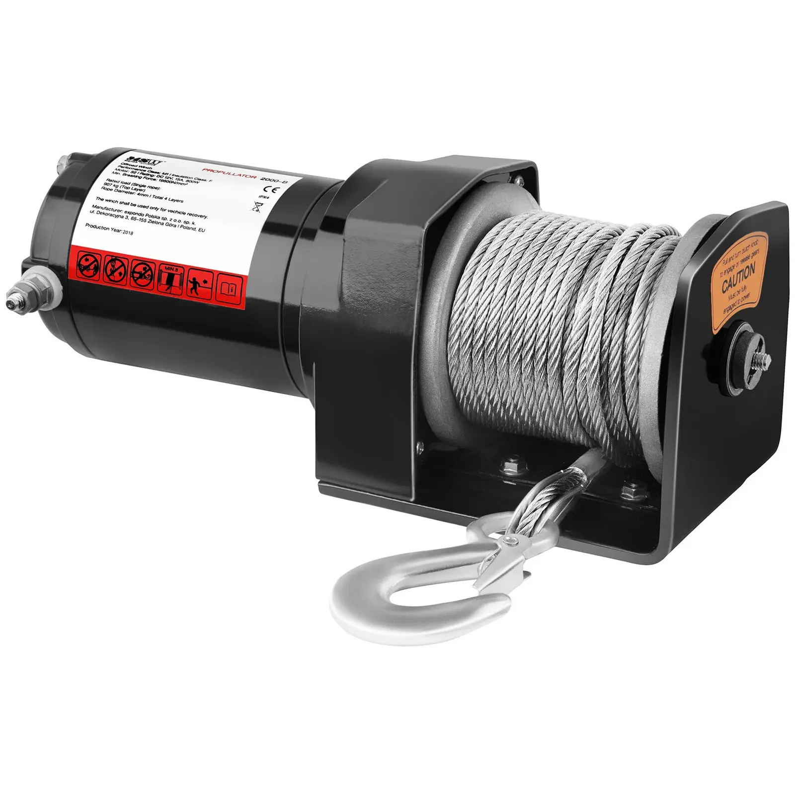 Electric Winch - 907 kg - 2.000 lbs - Incl. Pulley