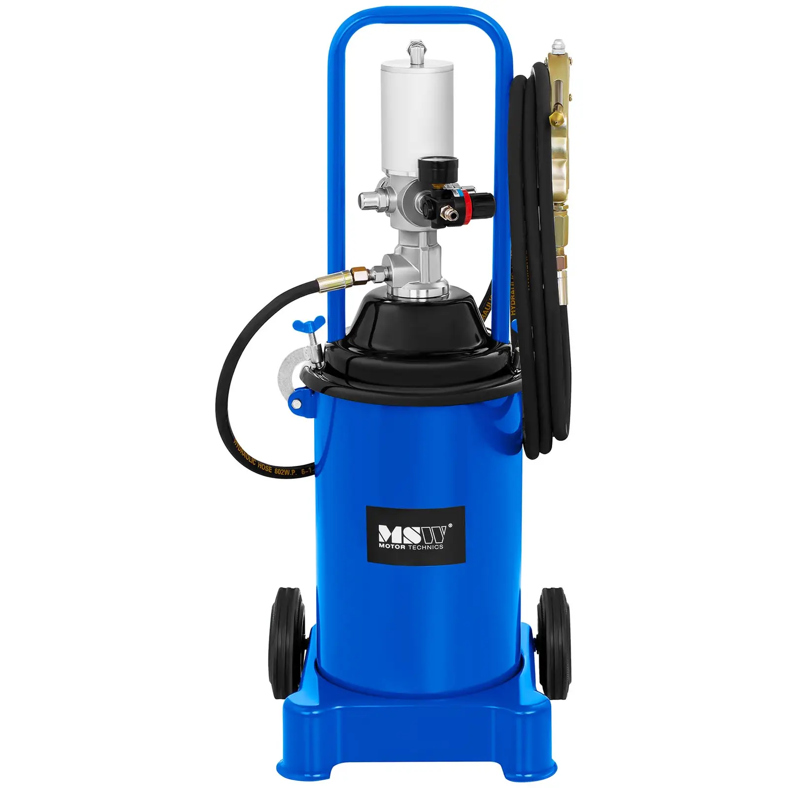 Pompe à graisse pneumatique - 12 litres - Mobile - Pression de 300 à 400 bars (Manomètre: Oui)