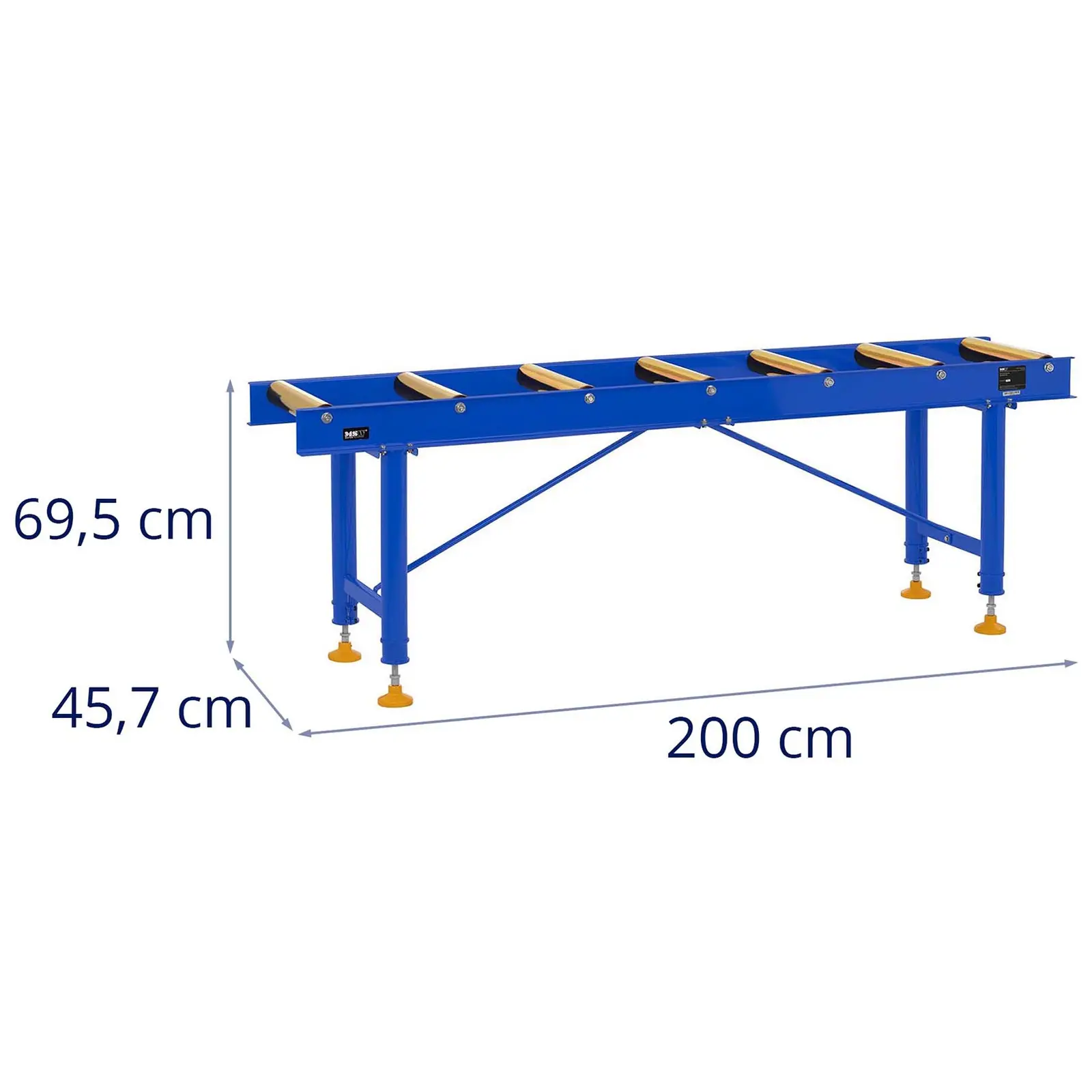 Válečková dráha - 400 kg - 200 cm - 7 válečků (Materiál noh: Ocel (lakovaná))