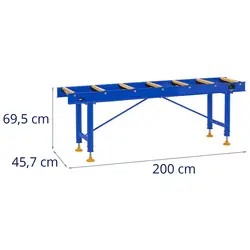 Roller Table - 400 kg - 200 cm - 7 Rollers