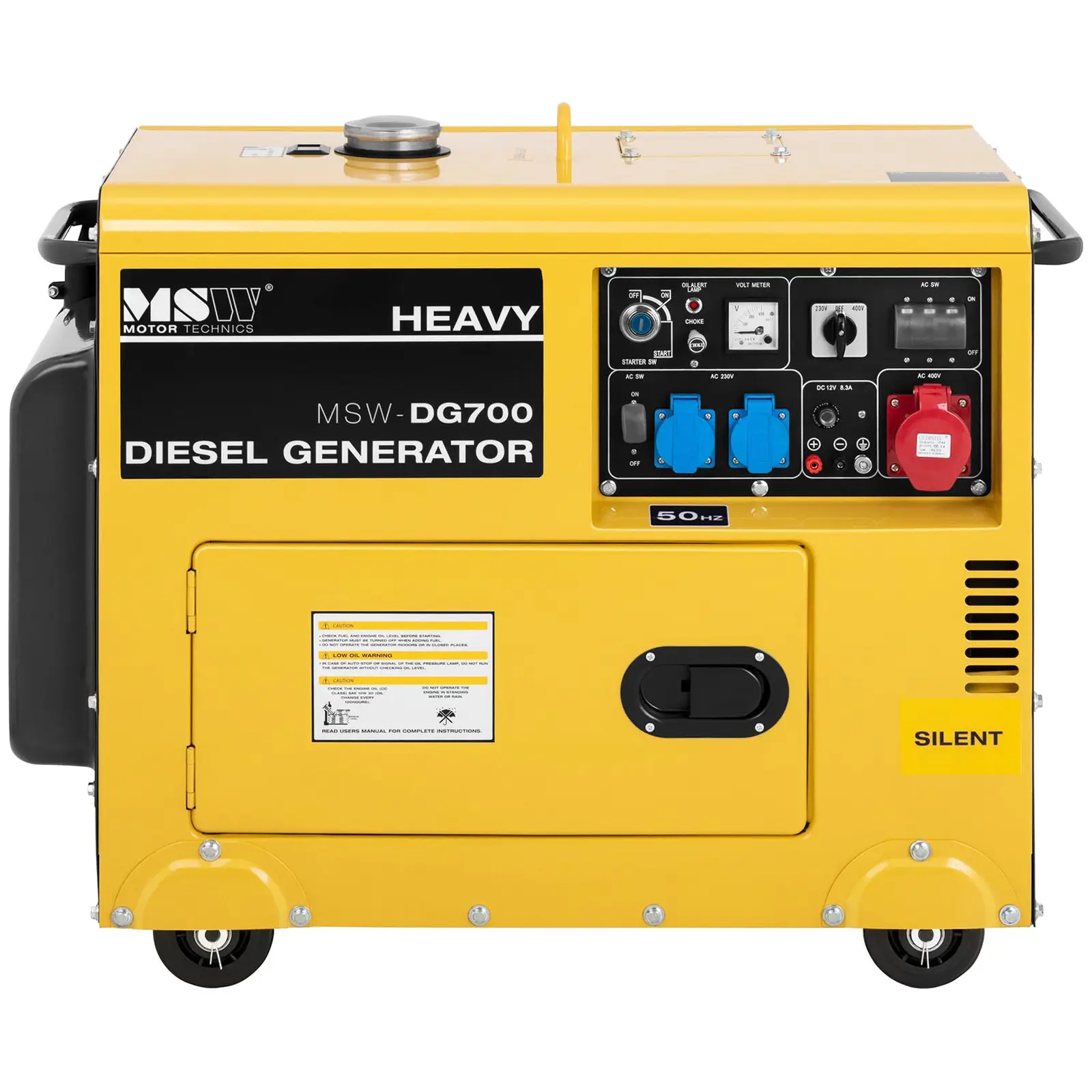 Generatore diesel trifase silenzioso - 5.500 W / 7 CV - Serbatoio da 14,5 l - 230/400 V