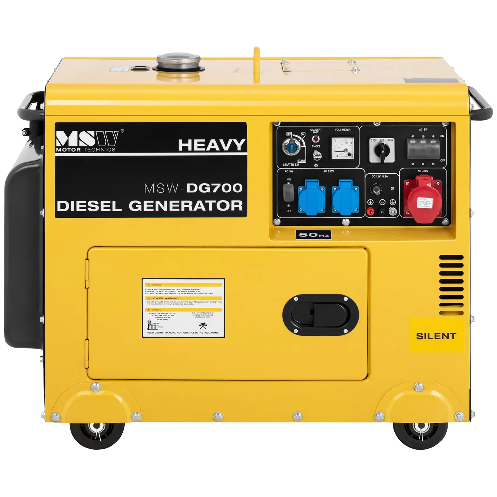 B-termék Vészhelyzeti áramgenerátor 3-fázisú Silent Diesel elektromos indítással - 5000 W - 7 LE - tartály: 14,5 l - 230/400 V