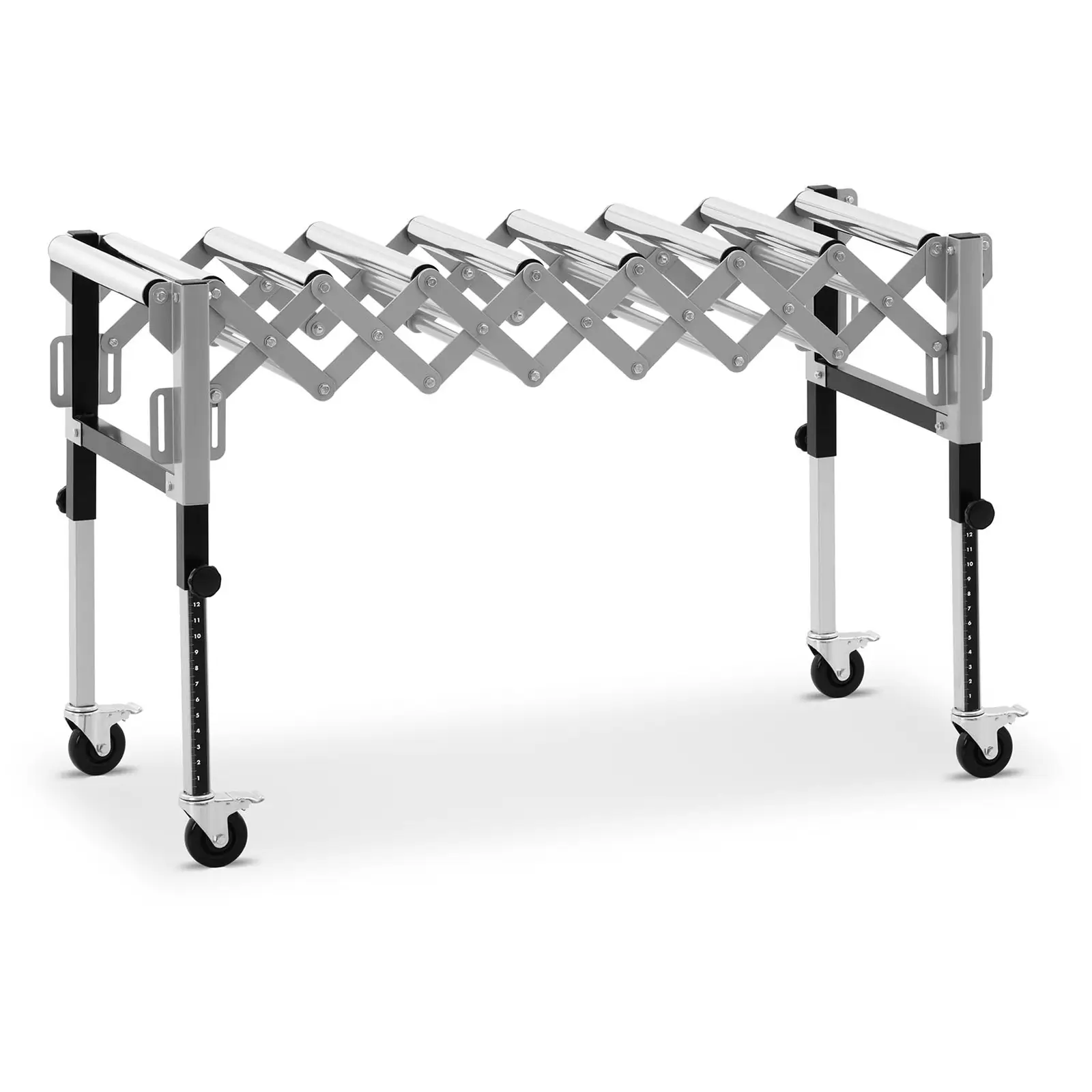 Görgős asztal - 130 kg - 147 cm - 9 görgő - állítható magasságú - összecsukható